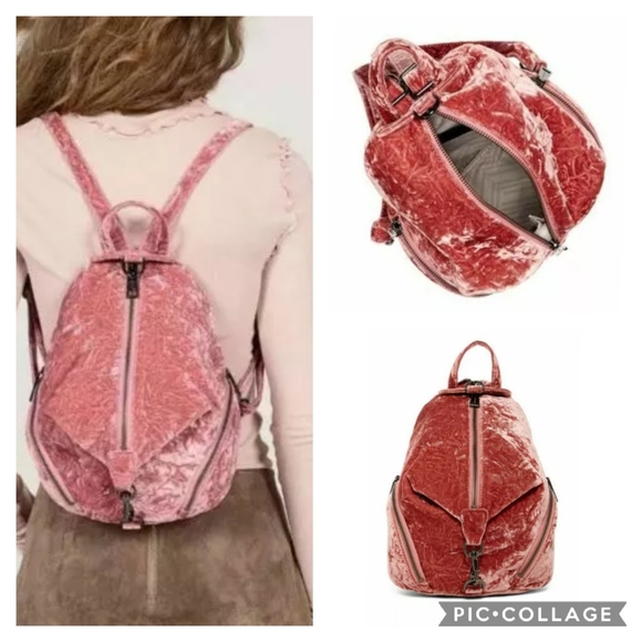 Rebecca Minkoff Handbags - Rebecca Minkoff Julian Pale Pink Velvet Backpack